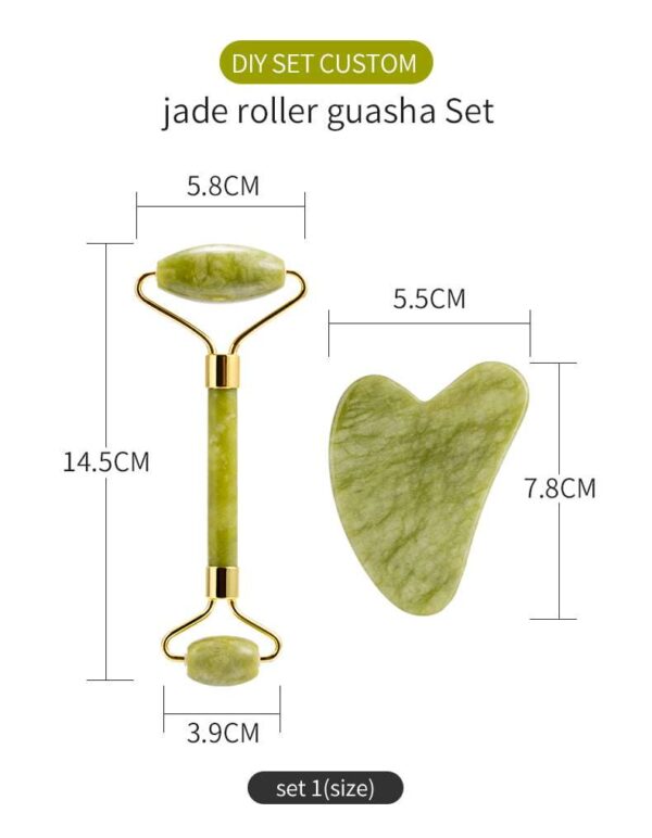 Facial Massage Jade Roller with Deep Curve Gua Sha Stone - Image 5