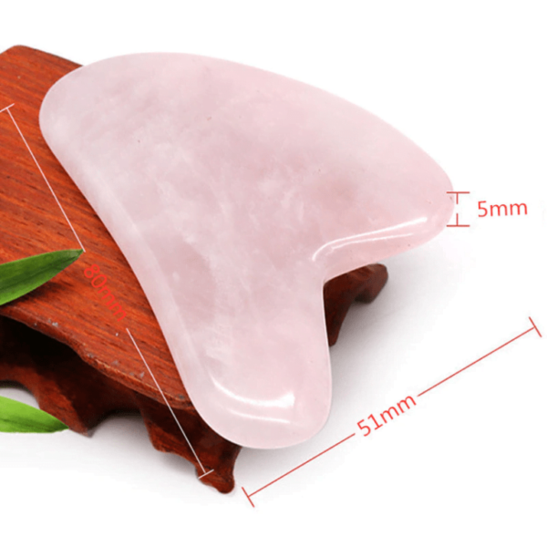 Deep Curve Pink Rose Quartz Guasha Stone Heart Shape Gua Sha Scraper - Image 4